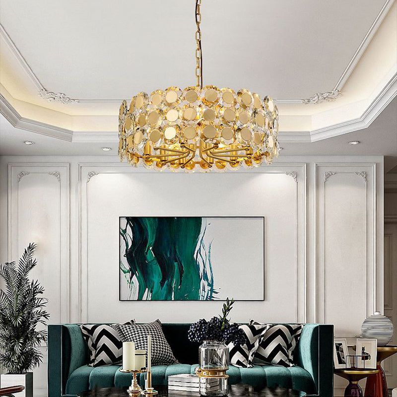 Postmoderne Multi -Head -Kronleuchterleuchten goldener Metallhängekronleuchter für Cafe