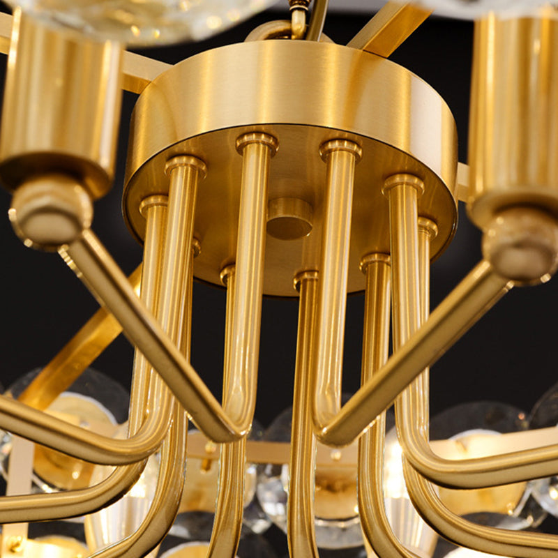 Postmoderne Multi -Head -Kronleuchterleuchten goldener Metallhängekronleuchter für Cafe