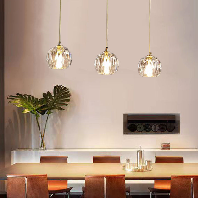 Postmodern Crystal Pendant Light Brass Finish Hanging Lamp with Adjustable Hanging Cord