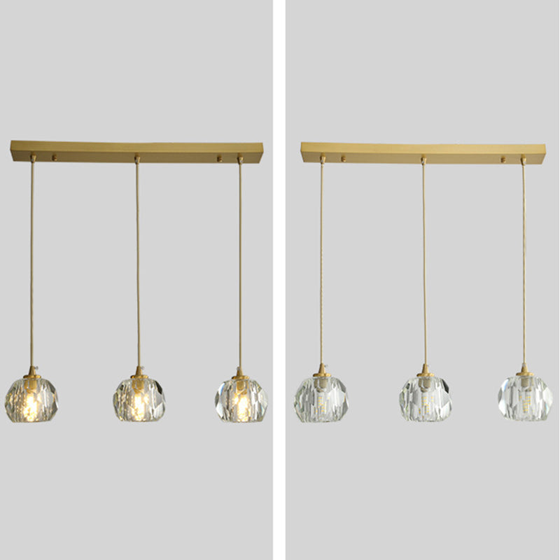 Postmodern Crystal Pendant Light Brass Finish Hanging Lamp with Adjustable Hanging Cord