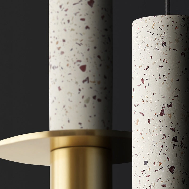 Single-Light White Marble Pendant Light for Dinning Room Bedroom Hanging Lamp