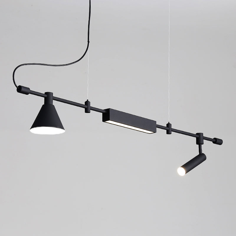 Modern Style Linear Shaped Island Pendant Metal Black Island Light for Restaurant