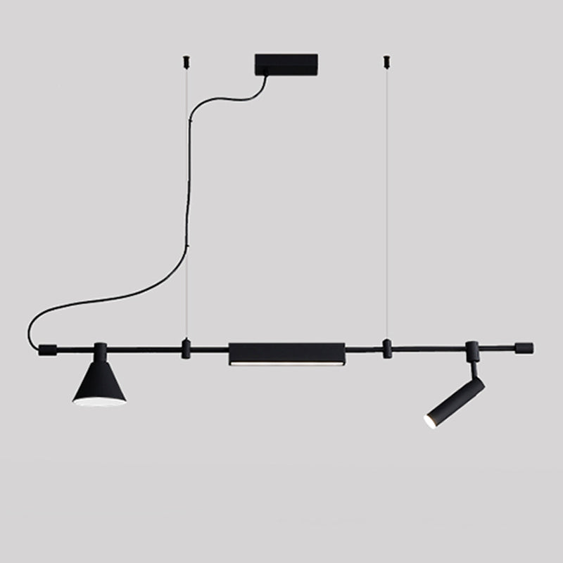 Modern Style Linear Shaped Island Pendant Metal Black Island Light for Restaurant