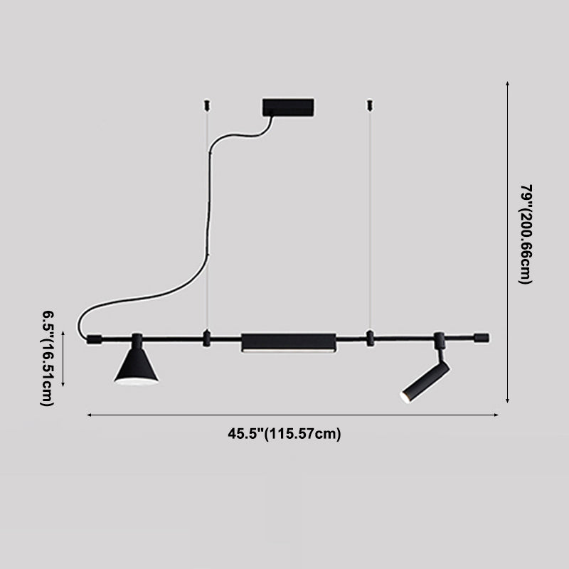 Modern Style Linear Shaped Island Pendant Metal Black Island Light for Restaurant