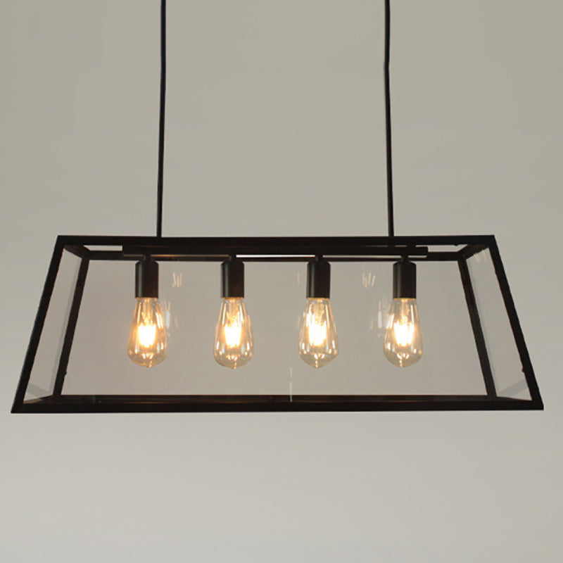 Industrial Island Light Fixture with Glass Shade for Sitting Room Coffee Shop