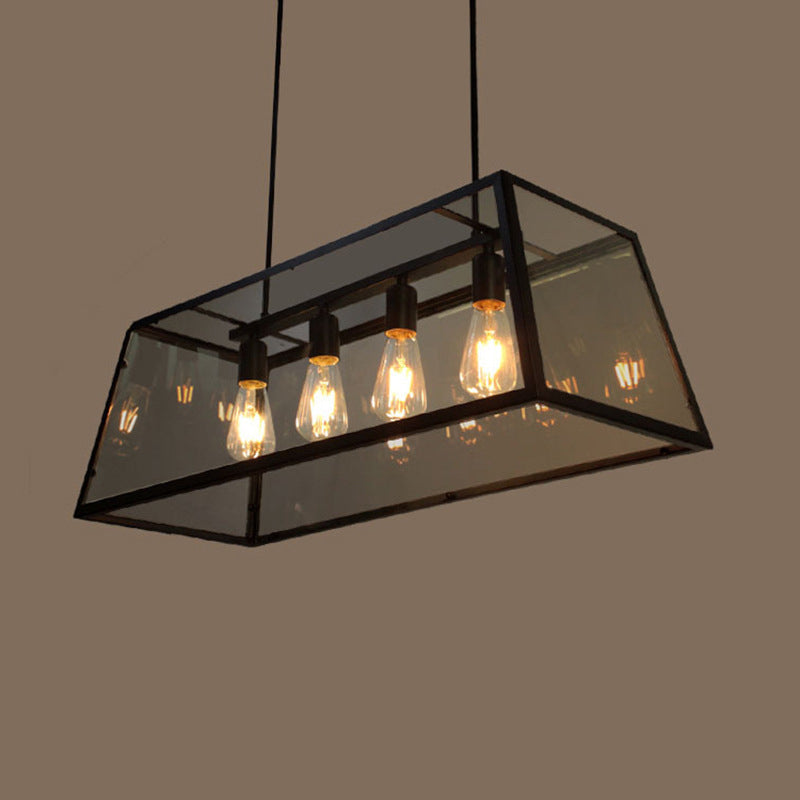 Industrial Island Light Fixture with Glass Shade for Sitting Room Coffee Shop