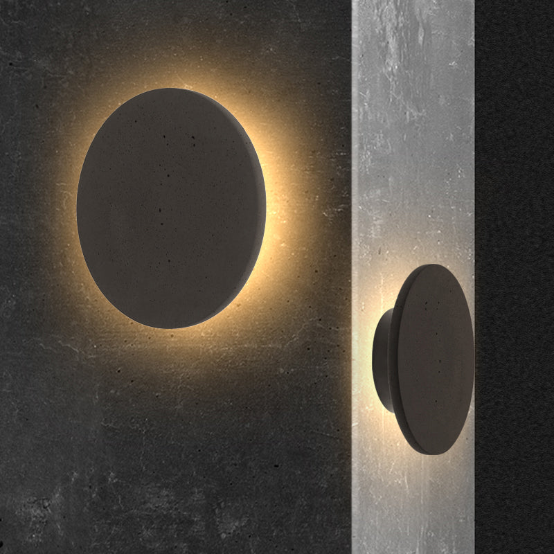 Lámpara de luz redonda de pared moderna lámpara de pared gris de 1 luz con sombra de cemento