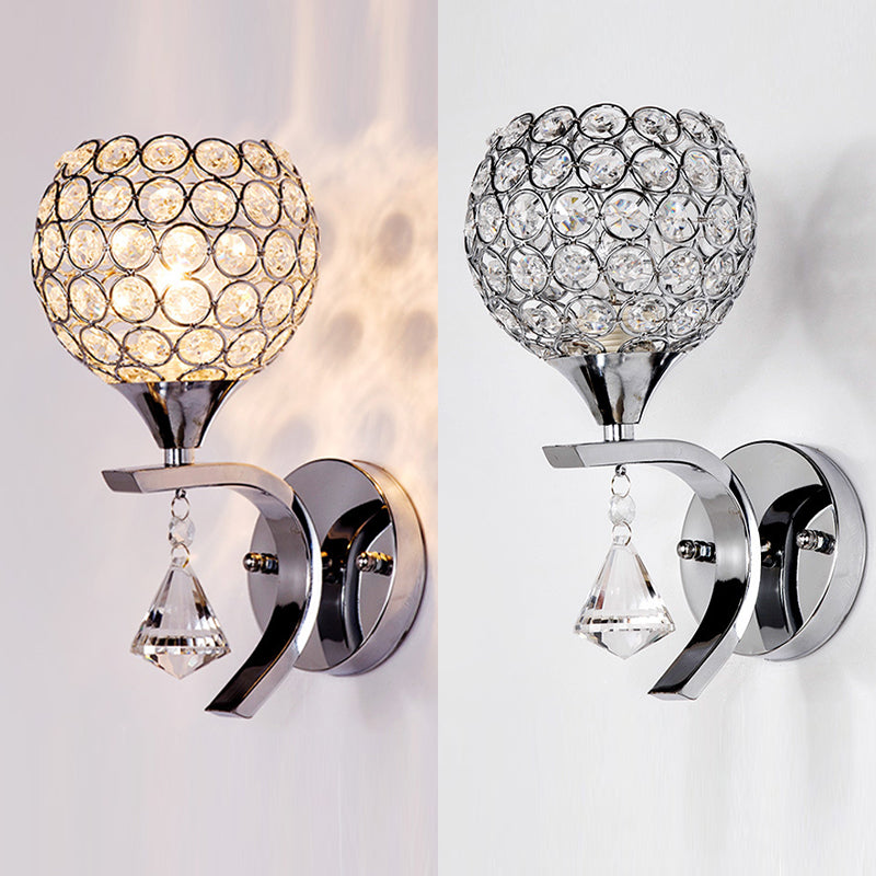 Modern Creative Crystal Disponce Light 1 Light Ball Wall Donce para el dormitorio del hotel y la cama