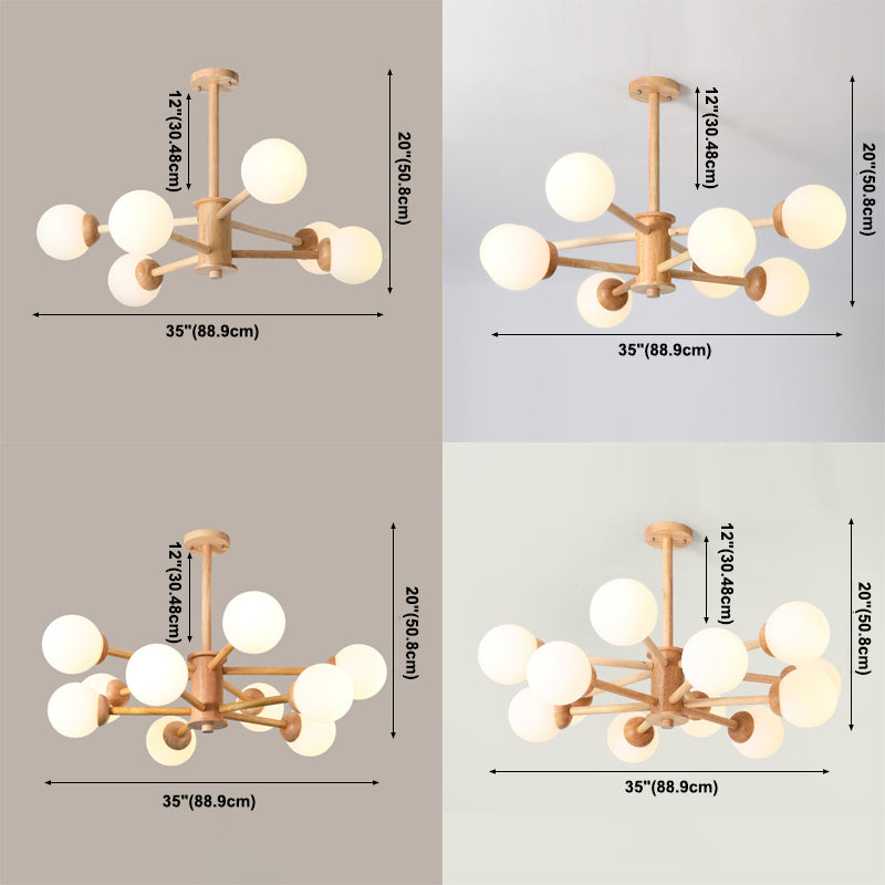 Zeitgenössische hölzerne Kronleuchter Decke Hängende Leuchte mit einstellbarem Federdraht