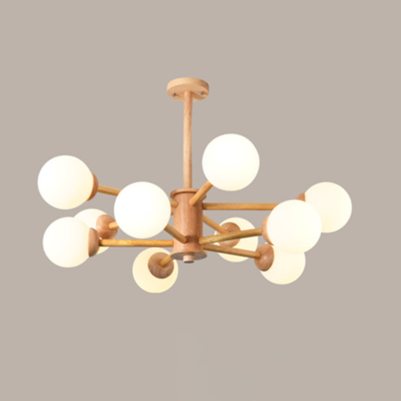 Zeitgenössische hölzerne Kronleuchter Decke Hängende Leuchte mit einstellbarem Federdraht