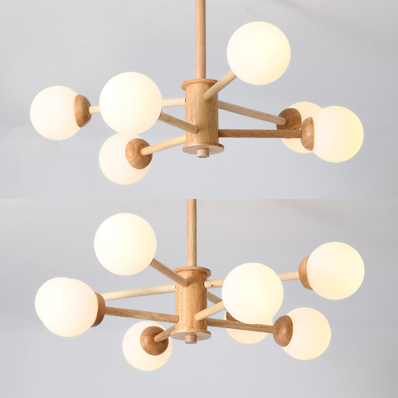 Zeitgenössische hölzerne Kronleuchter Decke Hängende Leuchte mit einstellbarem Federdraht