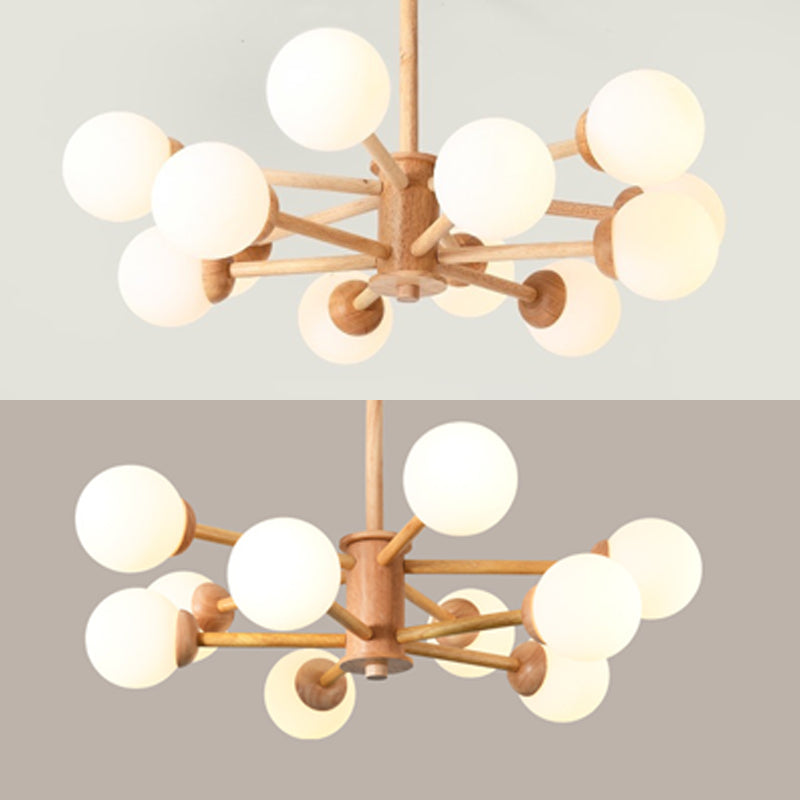 Zeitgenössische hölzerne Kronleuchter Decke Hängende Leuchte mit einstellbarem Federdraht