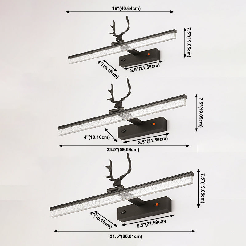 LED Smart Mirror Lamp American Retro Style Bathroom Washroom Antler Shape Mirror Light Fixture