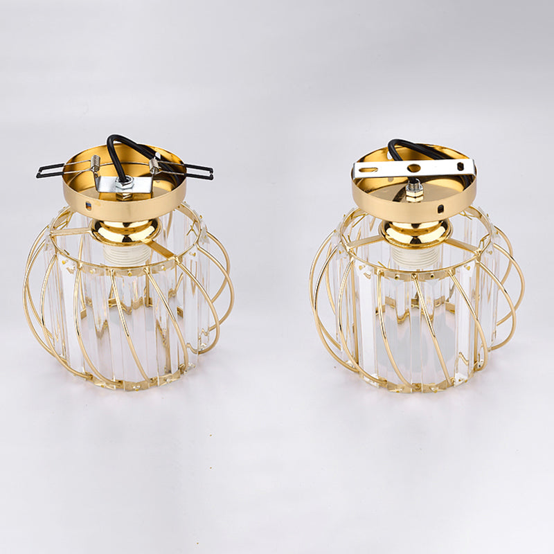 Lampade a filo semifulto lanterne moderna lampada a montaggio semifulto a 1 luci con tonalità di cristallo chiaro