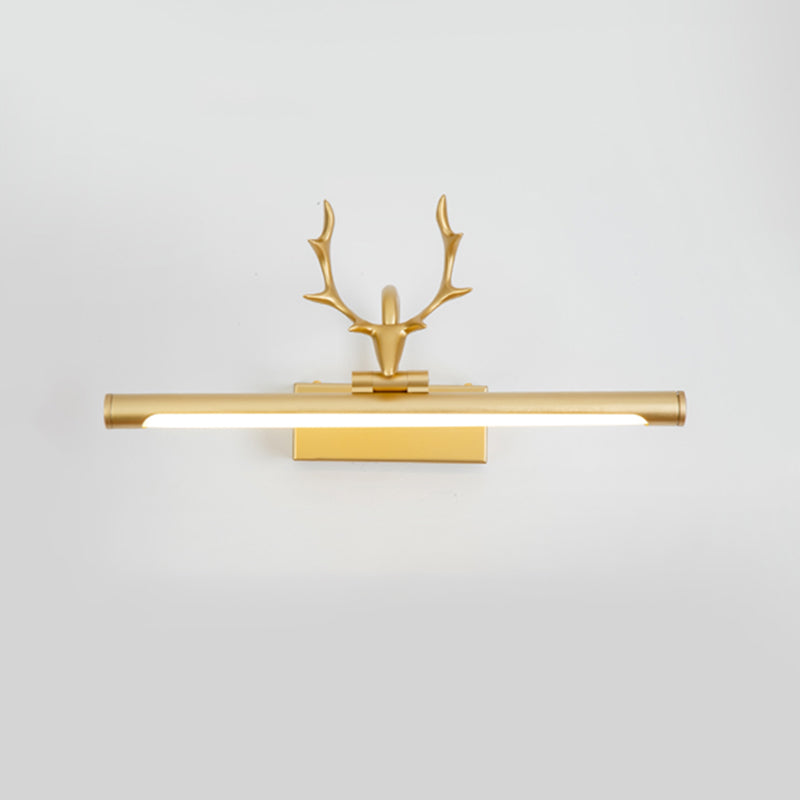 LED Copper Mirror Lamp American Retro Style Bathroom Toilet Antler Mirror Light Fixture