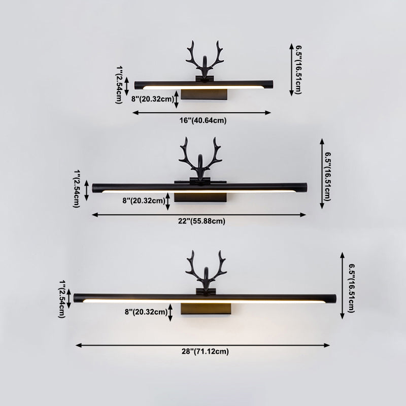 LED Copper Mirror Lamp American Retro Style Bathroom Toilet Antler Mirror Light Fixture