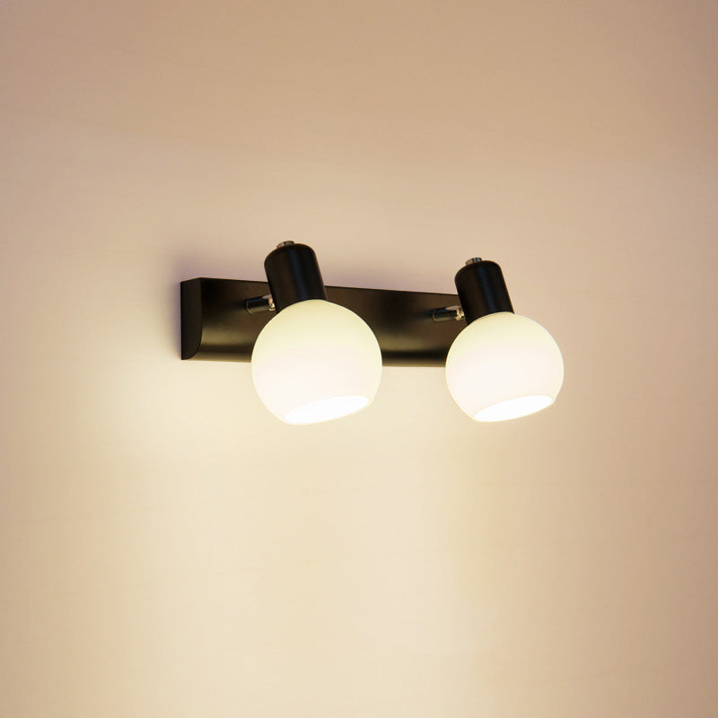 Orb Shape Bathroom Wall Lamp Metal and Glass Traditional Style Sconce Wall Light