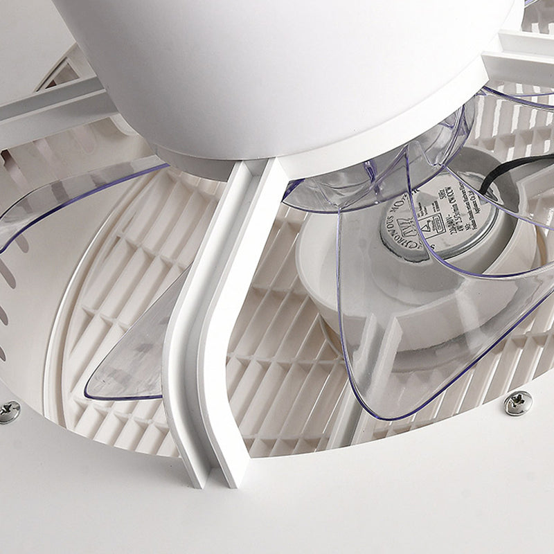 Trommelförmige Schlafzimmer Lüfterlampe Metall Nordic Style LED Semi Flush Deckenleuchte in Weiß