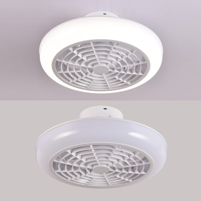 Einfache runde Lüfterlampenleuchte Acrylschlafzimmer LED SEMI -MOUNTBUCH IN Weiß