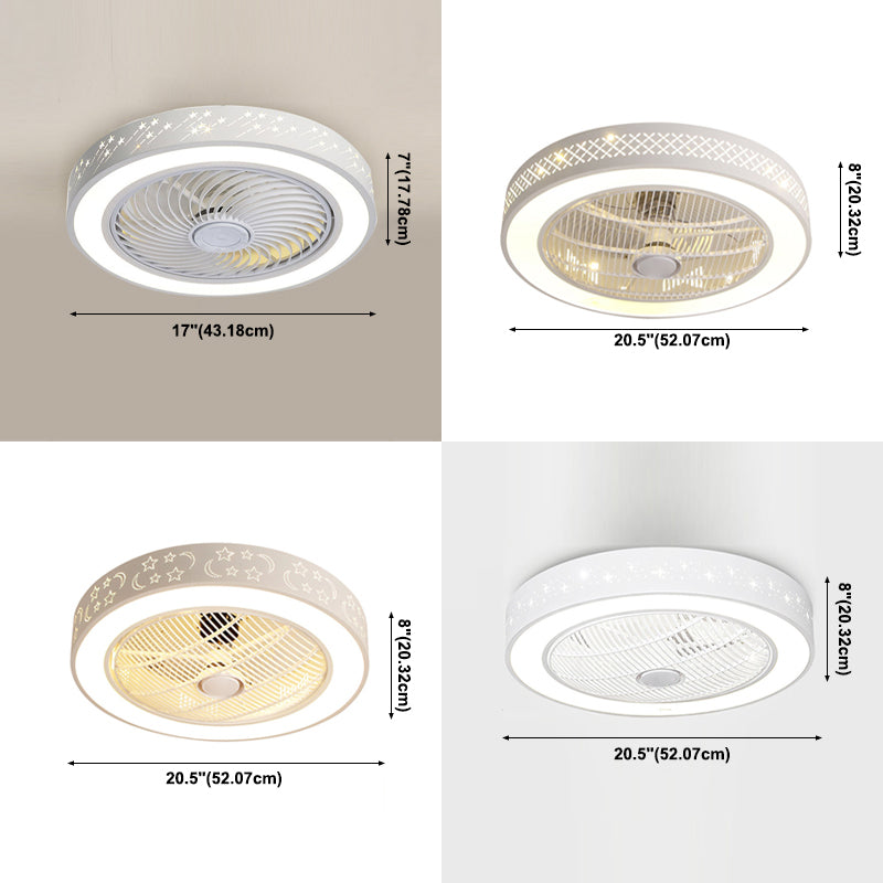 Weiße trommelförmige Lüfterlampe Nordic LED Metal Semi Flush Leuchte für Schlafzimmer