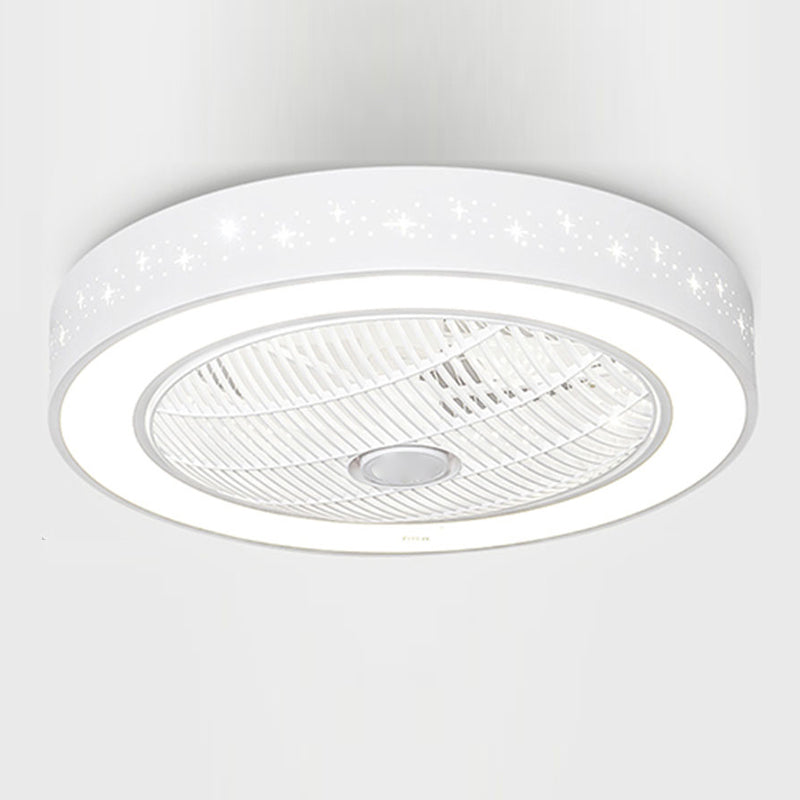 Weiße trommelförmige Lüfterlampe Nordic LED Metal Semi Flush Leuchte für Schlafzimmer
