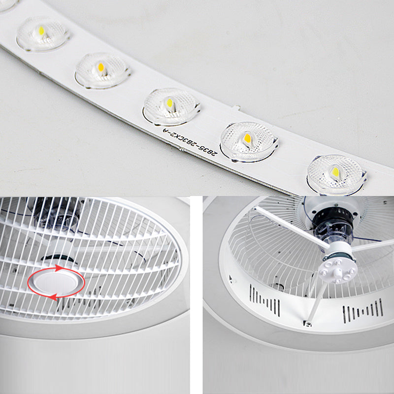 Weiße trommelförmige Lüfterlampe Nordic LED Metal Semi Flush Leuchte für Schlafzimmer