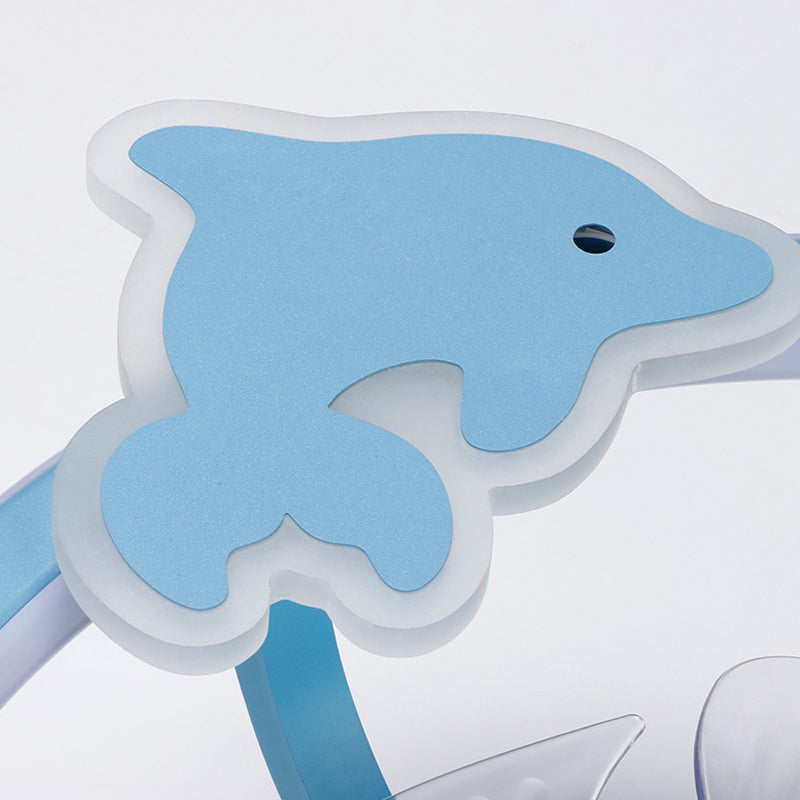 Circular Cartoon Ceiling Fan Light Fixture Children Bedroom LED Semi Flush Mount Lamp