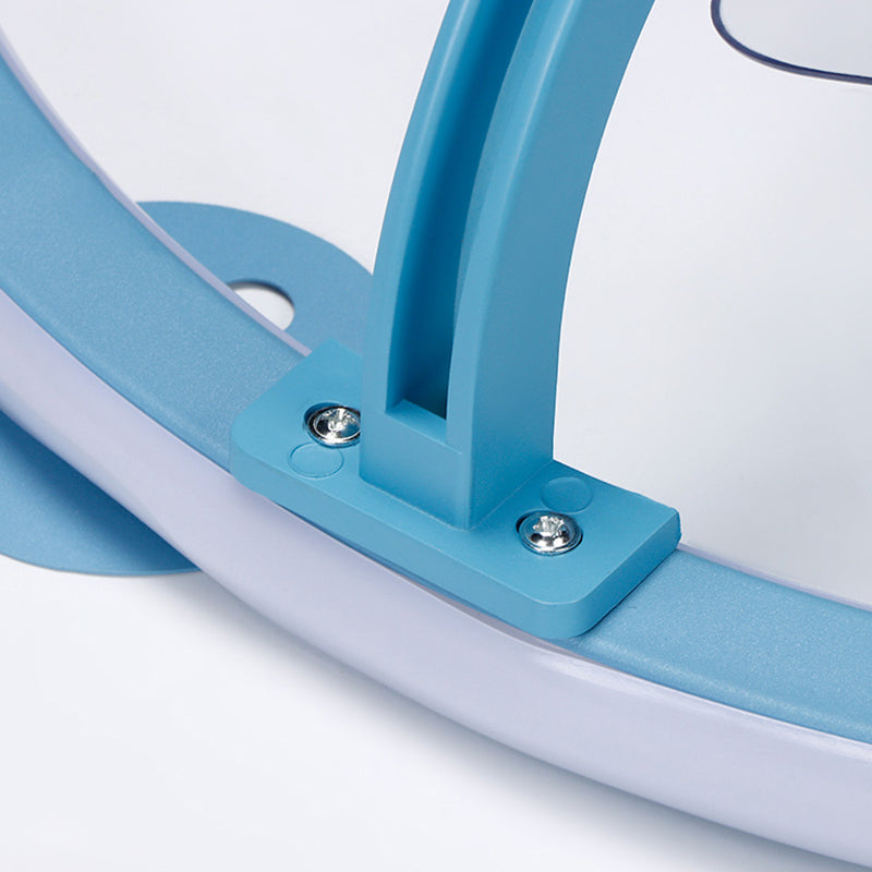 Circular Cartoon Ceiling Fan Light Fixture Children Bedroom LED Semi Flush Mount Lamp