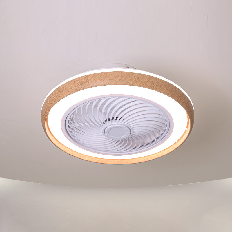 Holz Finish Runde Lüfter Lampe Nordic Metall LED Semi Flush Montiertes Licht für Schlafzimmer