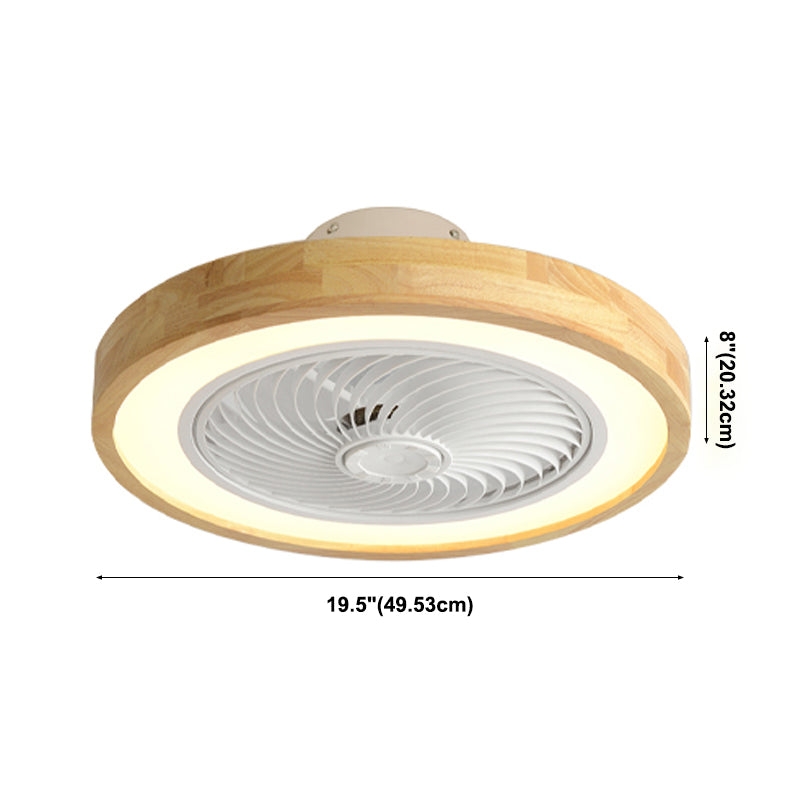 Holz Finish Runde Lüfter Lampe Nordic Metall LED Semi Flush Montiertes Licht für Schlafzimmer