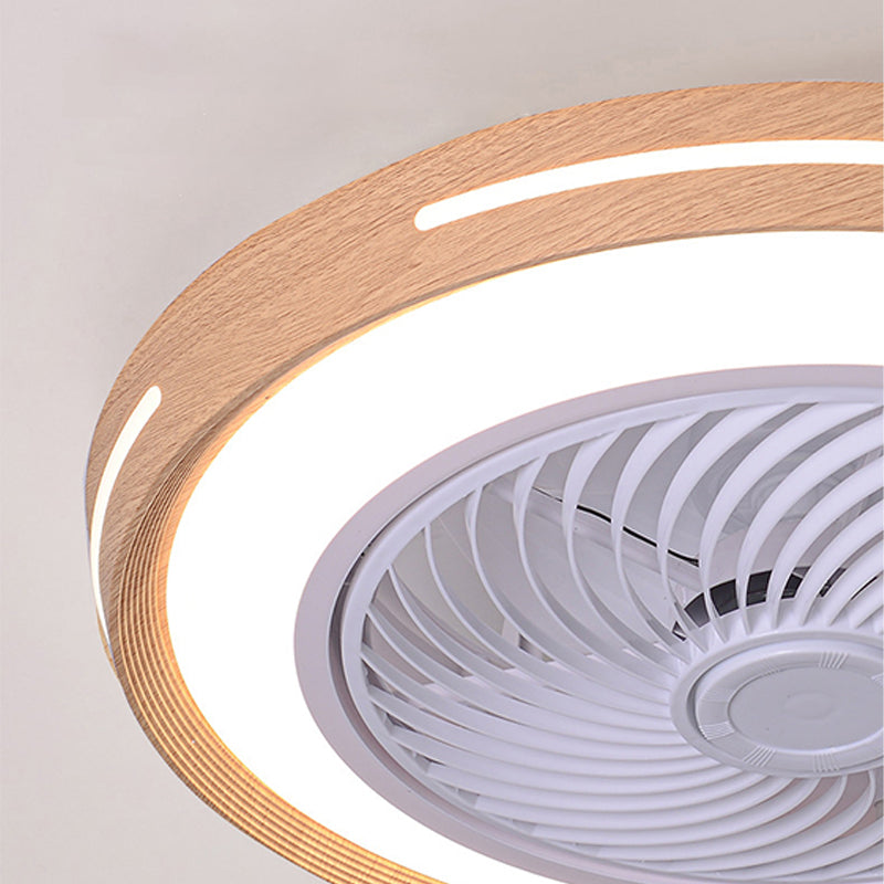 Holz Finish Runde Lüfter Lampe Nordic Metall LED Semi Flush Montiertes Licht für Schlafzimmer