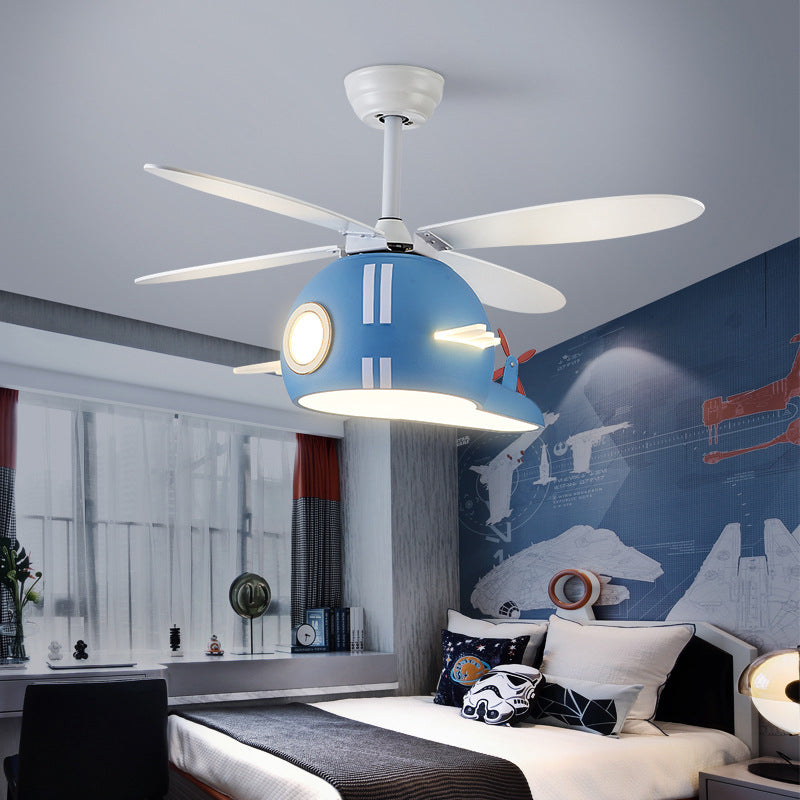 Ventilador colgante de aire acondicionado de la luz de caricatura Metal Metal para niños LED Semi-Flush Light con ventilador