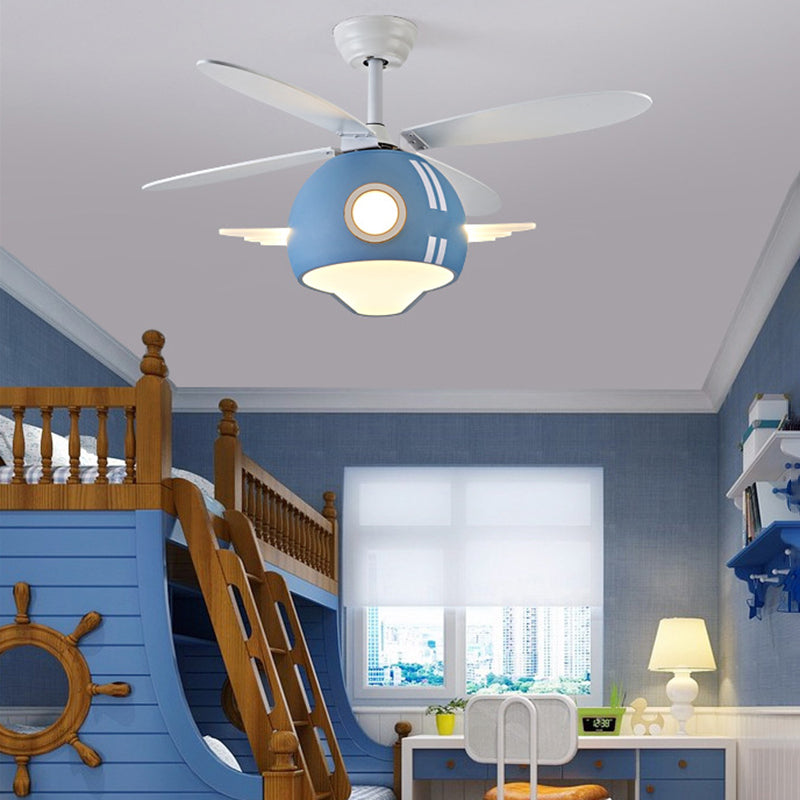 Ventilador colgante de aire acondicionado de la luz de caricatura Metal Metal para niños LED Semi-Flush Light con ventilador