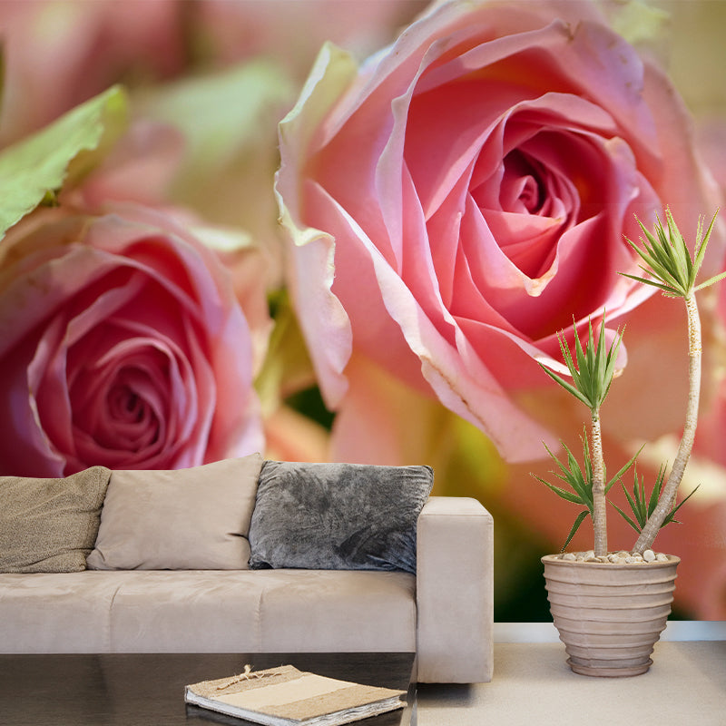 Rose Flower Mural Wallpaper for Girl Bedroom Moisture Resistant, Custom Size Available