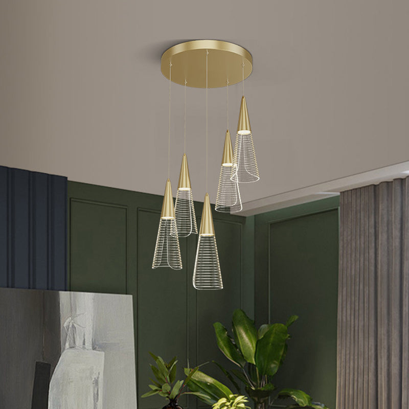 Cone Hanging Light Fixtures Modern Simple Acrylic Ceiling Pendant for Stairwell