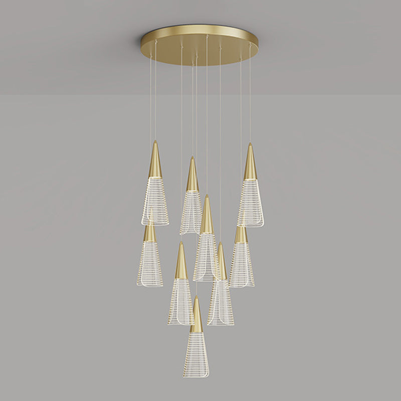 Cone Hanging Light Fixtures Modern Simple Acrylic Ceiling Pendant for Stairwell