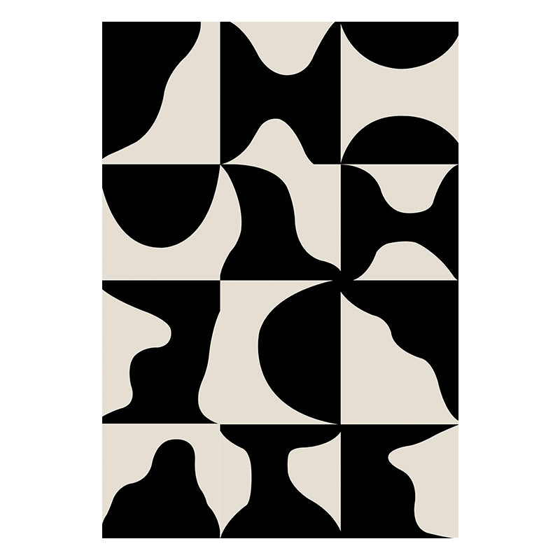 Minimalist Carpet Unique Contrast Panel Area Rug Polyester Stain Resistant Carpet for Living Room