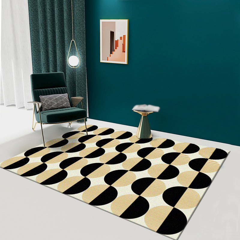 Minimalist Carpet Unique Contrast Panel Area Rug Polyester Stain Resistant Carpet for Living Room