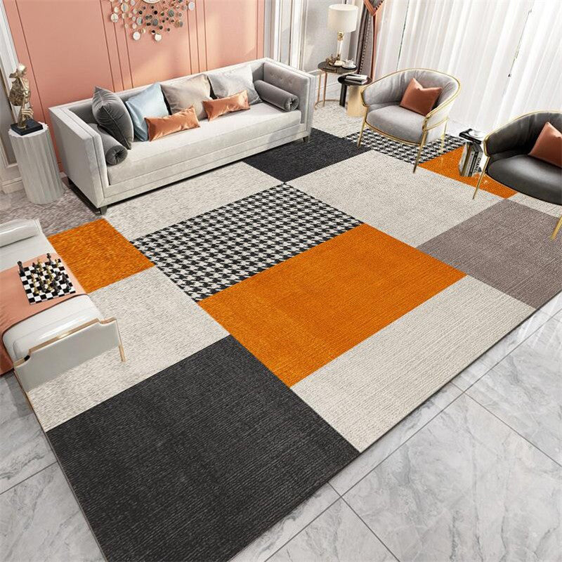 Gorgeous Orange Tone Carpet Trendy Polyster Area Rug Non-Slip Backing Rug for Living Room