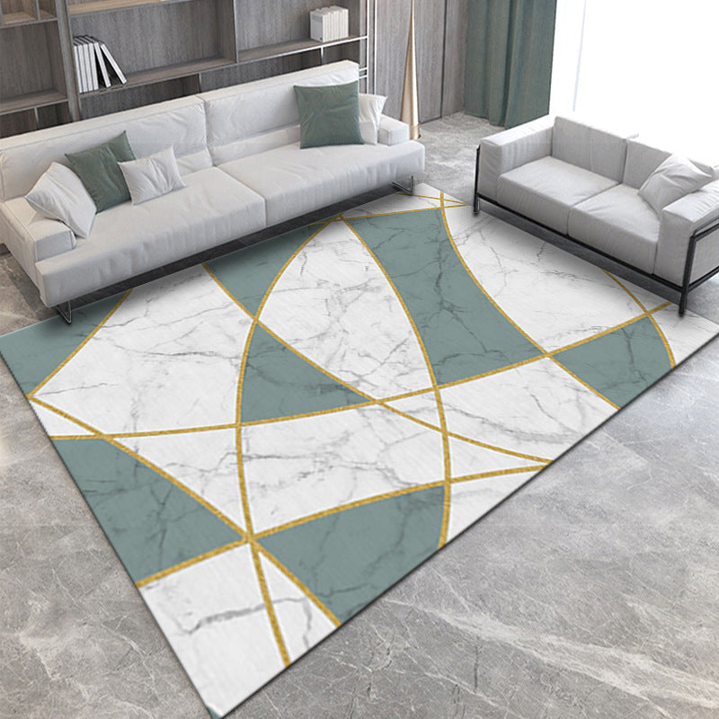 Wealthy Modern Rug Gold Graphic Indoor Rug Washable Rug for Drawing Room