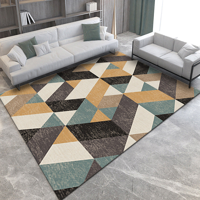 Wealthy Modern Rug Gold Graphic Indoor Rug Washable Rug for Drawing Room