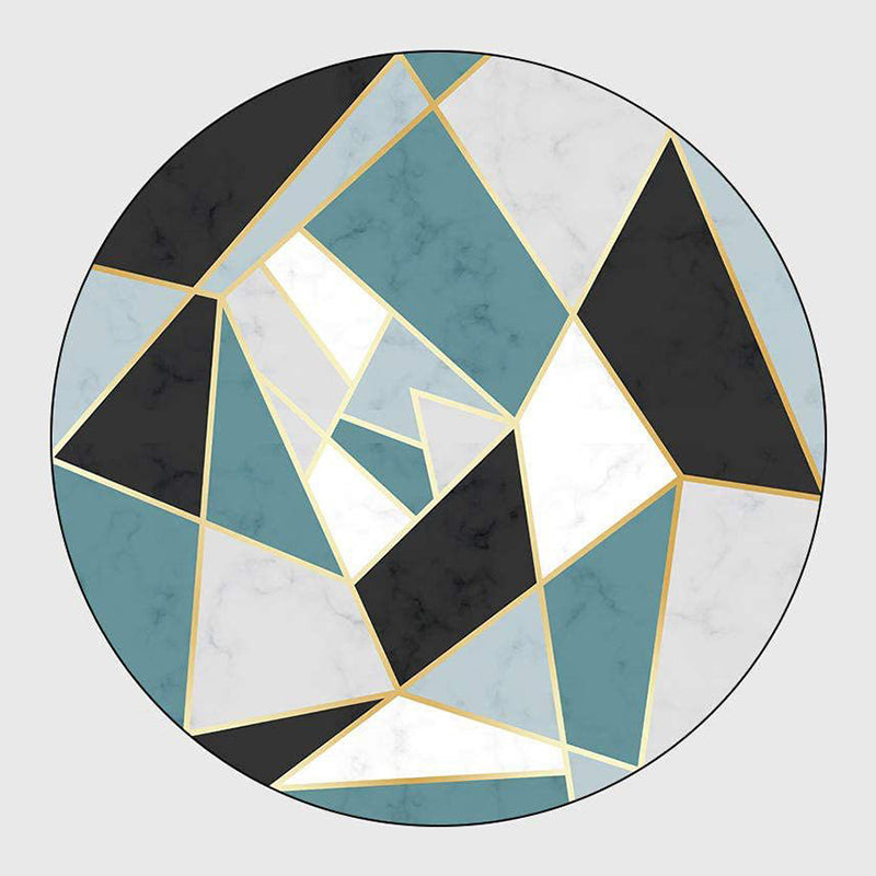 Modern Round Carpet Leisure Abstract Print Rug Washable Polyster Carpet with Non-Slip Backing