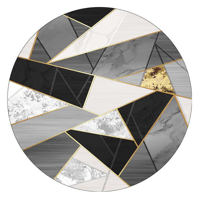 Modern Round Carpet Leisure Abstract Print Rug Washable Polyster Carpet with Non-Slip Backing