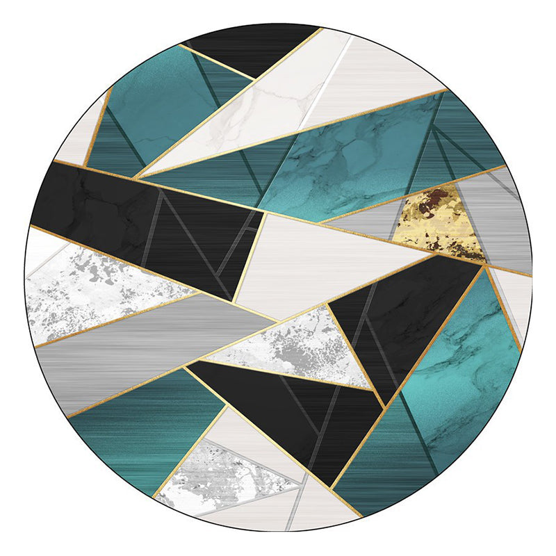 Modern Round Carpet Leisure Abstract Print Rug Washable Polyster Carpet with Non-Slip Backing