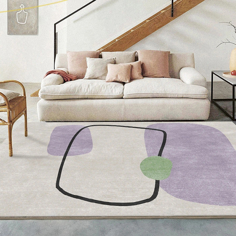 Stylish Area Carpet Contrast Panel Polyester Rug Living Room Indoor Rug with Non-Slip Backing