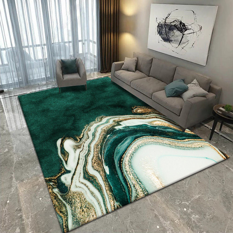 Luxury Carpet Fancy Contrast Panel Area Rug Washable Polyester Anti-Slip Carpet for Home Decor