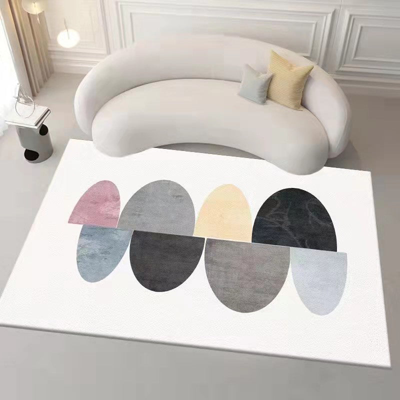 Pink Modern Carpet Polyester Circle Carpet Non-Slip Backing Carpet for Home Decor