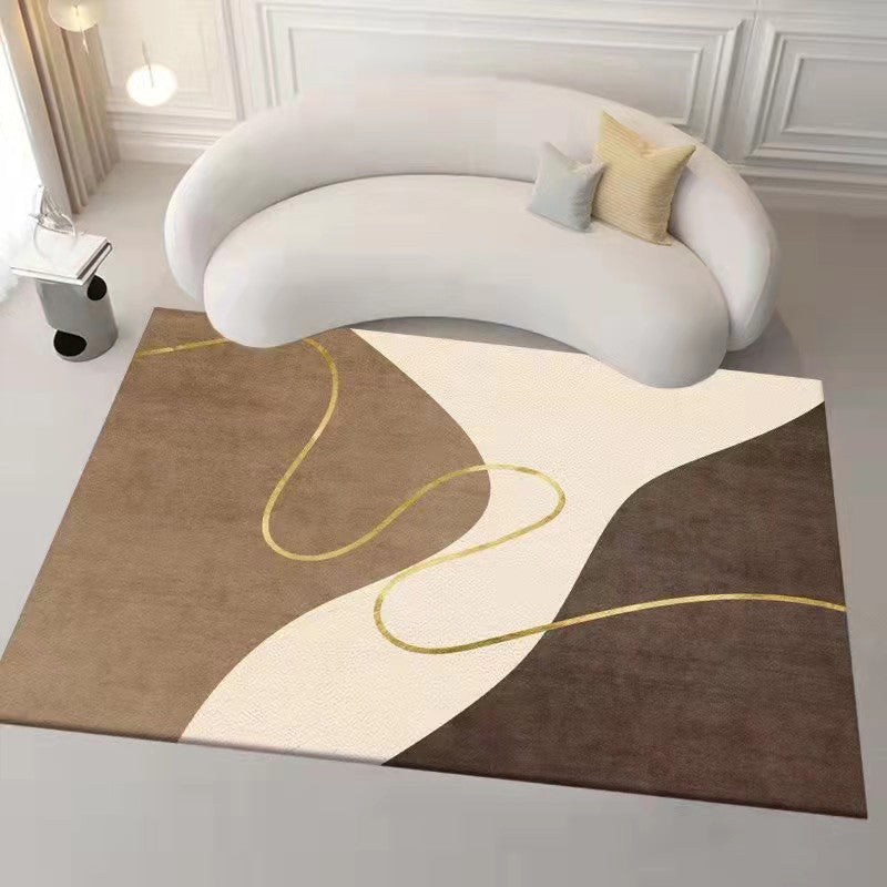 Light Orange Casual Rug Polyester Striped Rug Washable Indoor Rug for Home Decoration