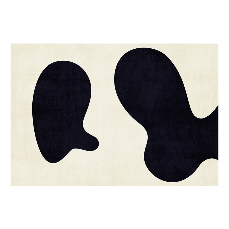 Black Living Room Area Carpet Color Block Polyester Area Rug Anti-Slip Easy Care Rug