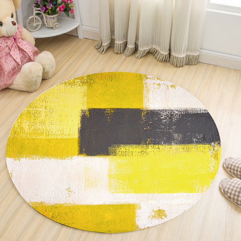 Black Casual Rug Polyester Graphic Rug Non-Slip Backing Rug for Living Room